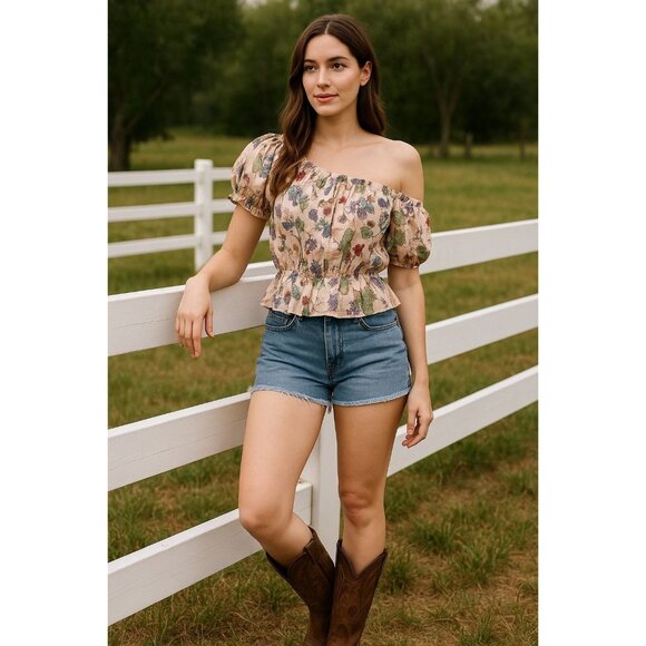 Y2K Laura Ashley Peasant Crop Top 8 Butterflies Berries Ivy Fairy Great Britain - Picture 1 of 13